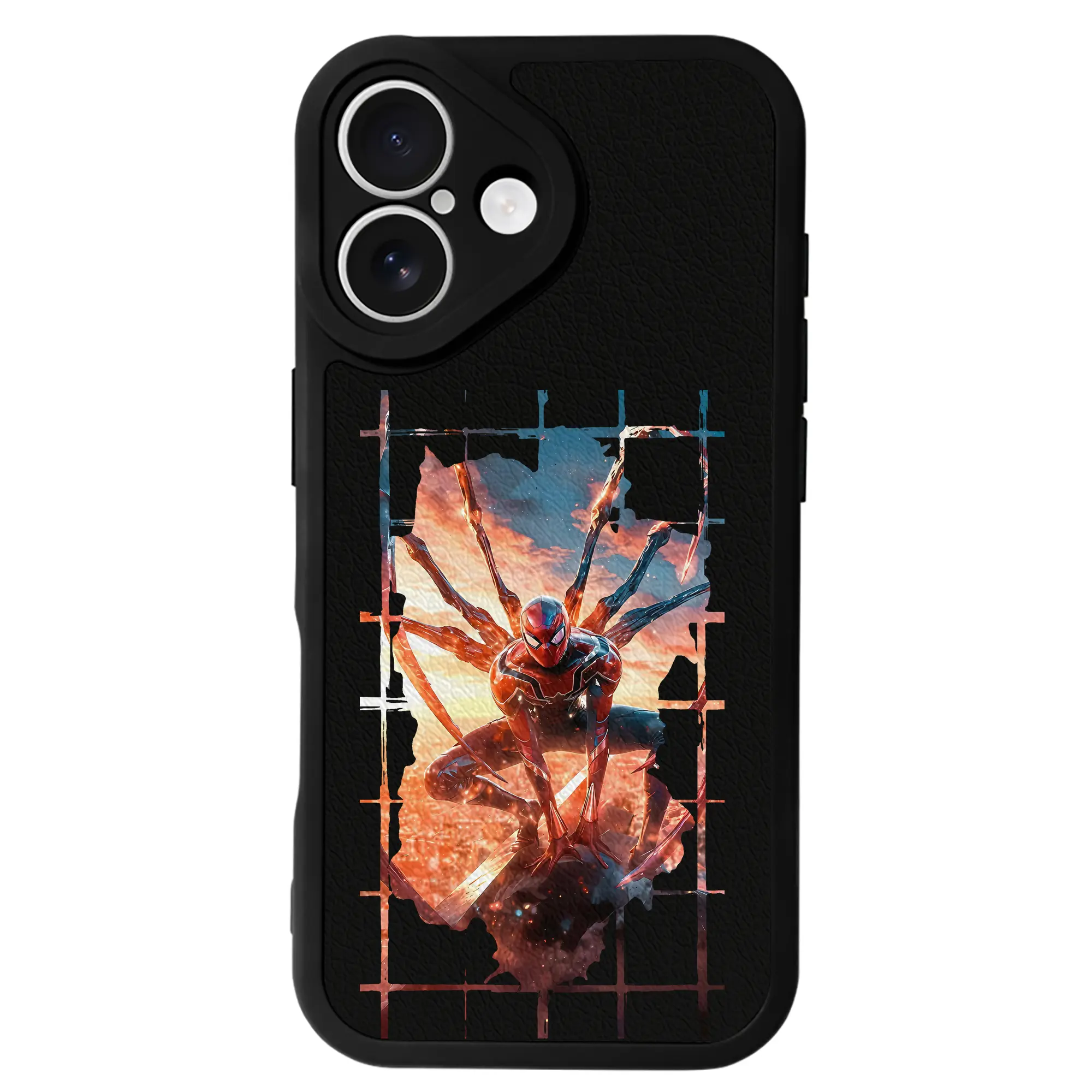アベンジャーズ (Avenjāzu) グッズ スパイダーマン（Spider-Man） - IPhone 16シリーズ対応 ・ シリコンスマホケース ・ レザー調 ・ 高精度フィット ・ 耐衝撃 ・ ワイヤレス充電対応 ・ 精密カット